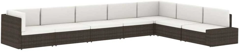 Modulinė kampinė sofa, pilkos spalvos, poliratanas