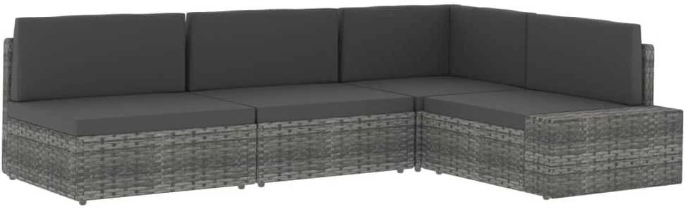 Modulinė kampinė sofa, pilkos spalvos, poliratanas