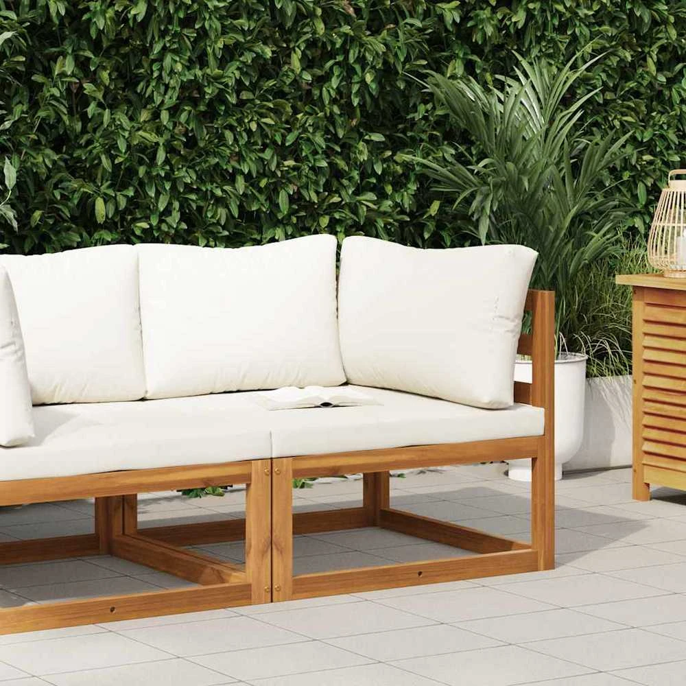 Modulinė kampinė sofa su kreminėmis pagalvėlėmis, akacija