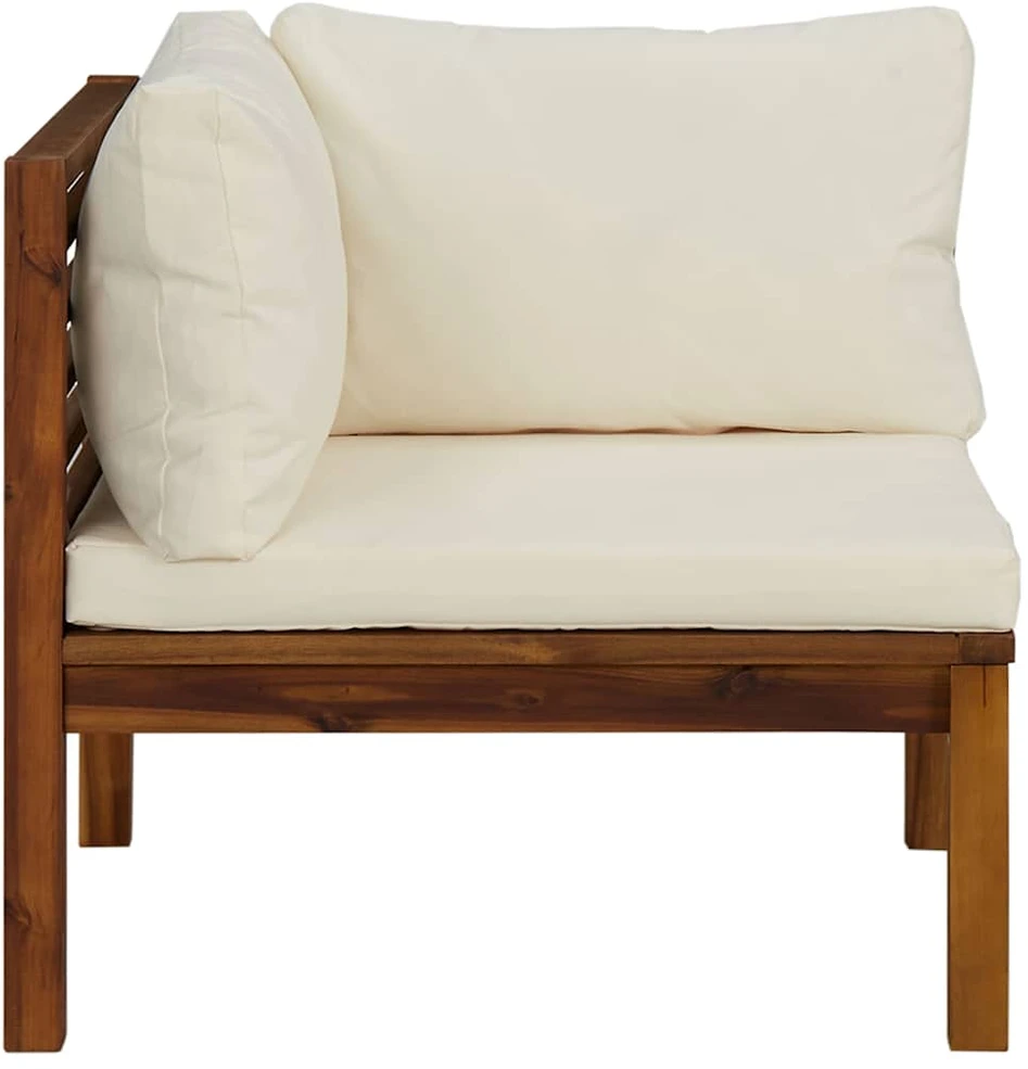 Modulinė kampinė sofa su kreminėmis pagalvėlėmis, akacija