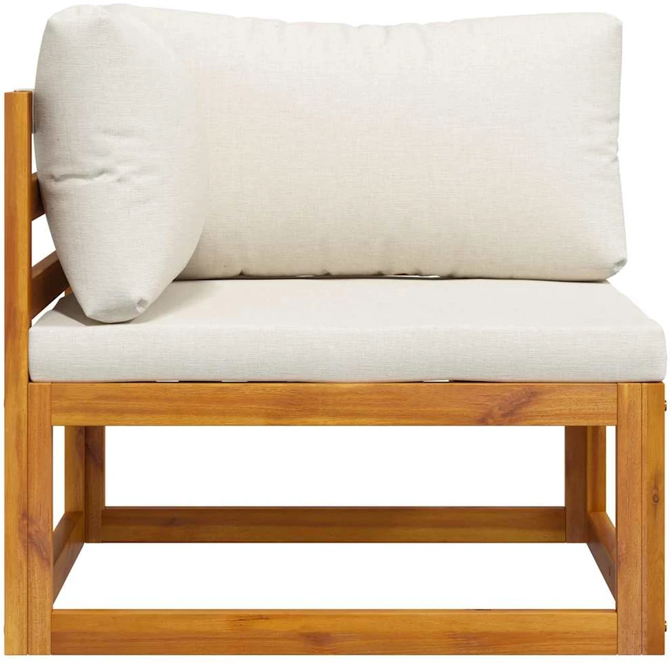 Modulinė kampinė sofa su kreminėmis pagalvėlėmis, akacija