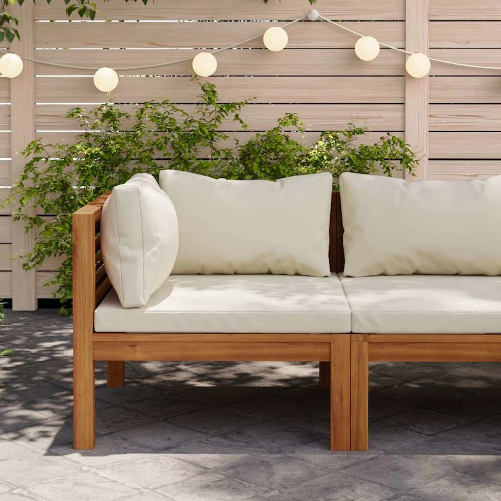 Modulinė kampinė sofa su kreminėmis pagalvėlėmis, akacija