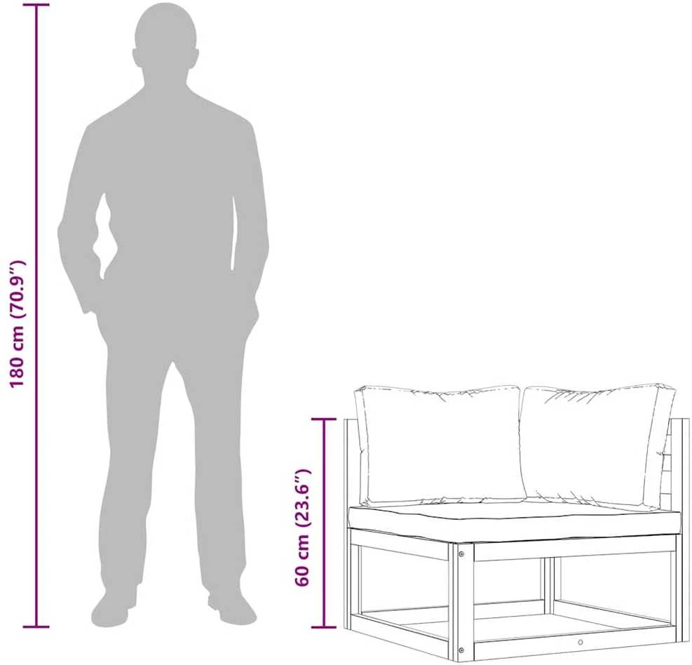 Modulinė kampinė sofa su kreminėmis pagalvėlėmis, akacija