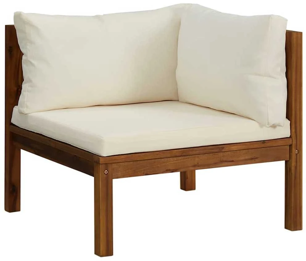 Modulinė kampinė sofa su kreminėmis pagalvėlėmis, akacija