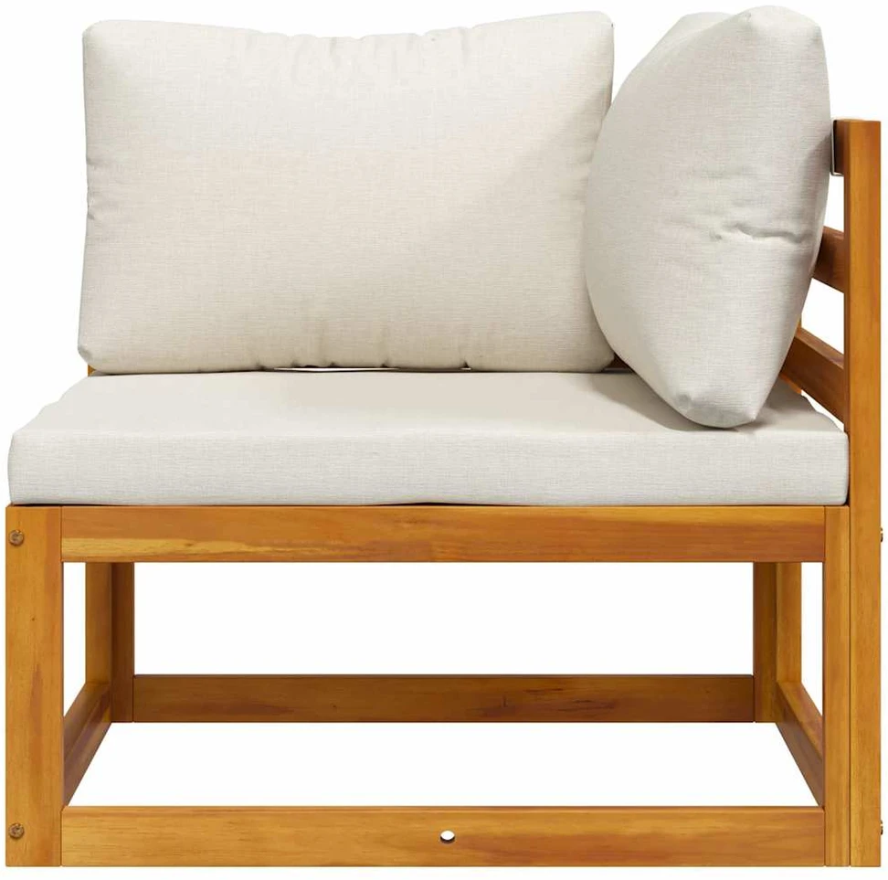 Modulinė kampinė sofa su kreminėmis pagalvėlėmis, akacija