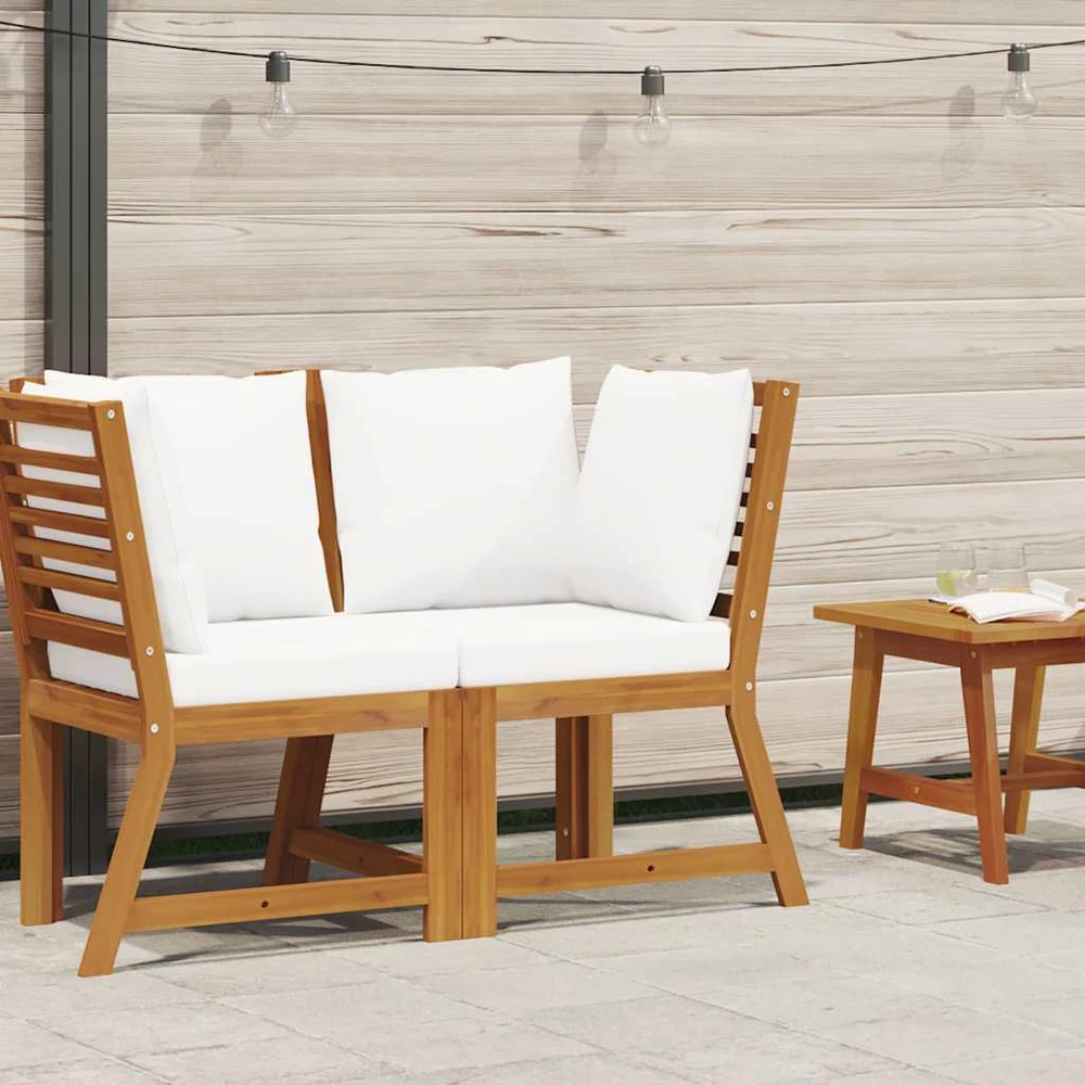 Modulinė kampinė sofa su kreminėmis pagalvėmis, akacija