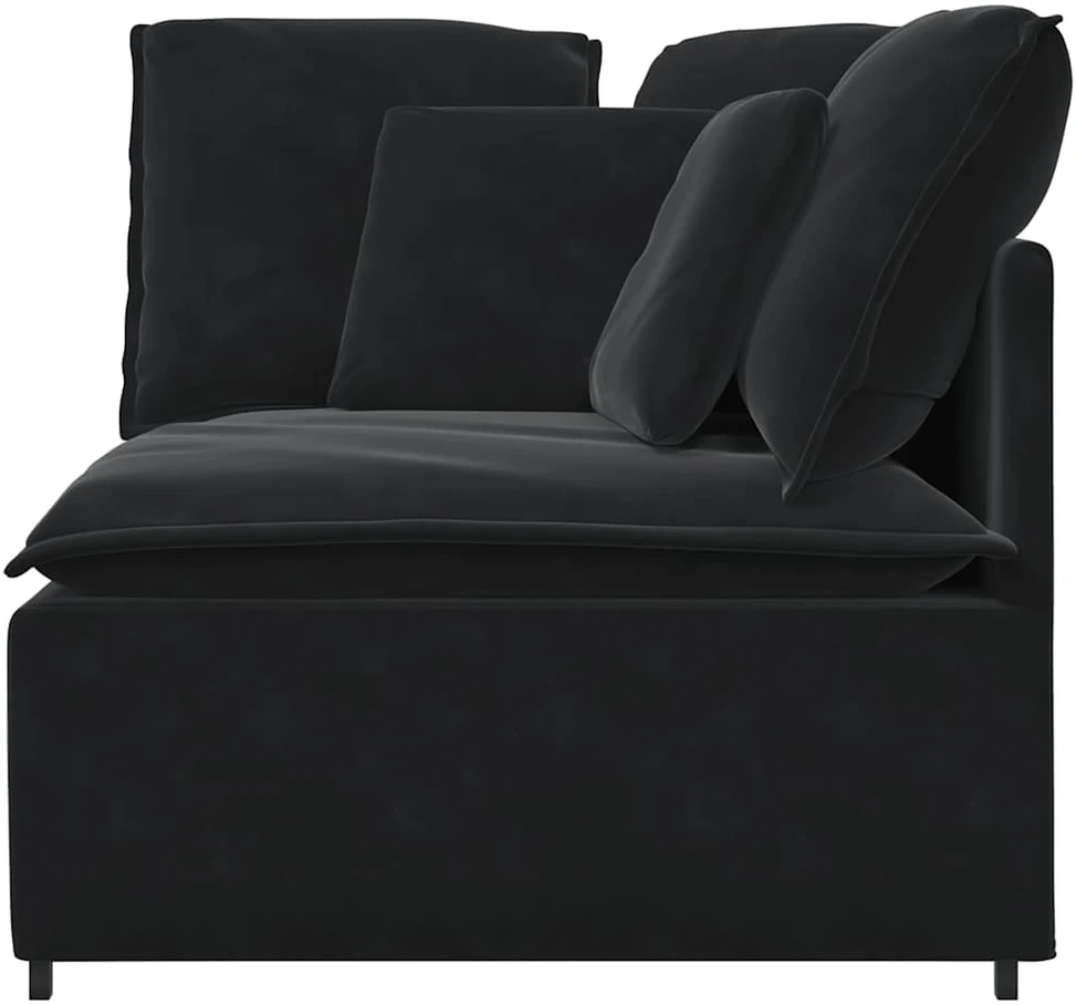 Modulinė kampinė sofa su pagalvėlėmis, juoda, 100 cm