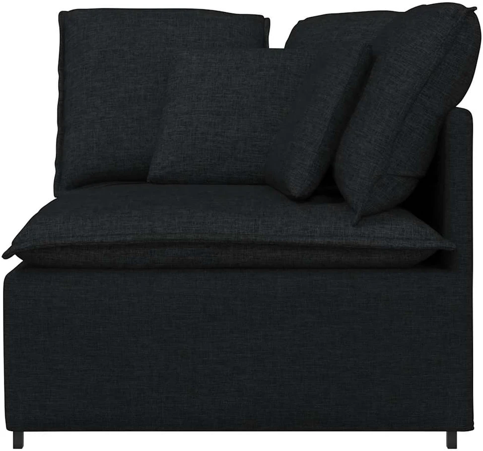 Modulinė kampinė sofa su pagalvėlėmis, juoda, 100 cm