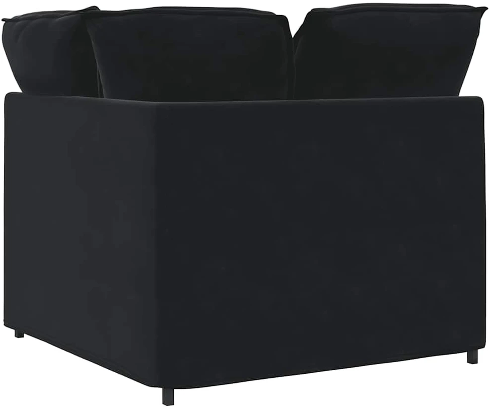 Modulinė kampinė sofa su pagalvėlėmis, juoda, 100 cm