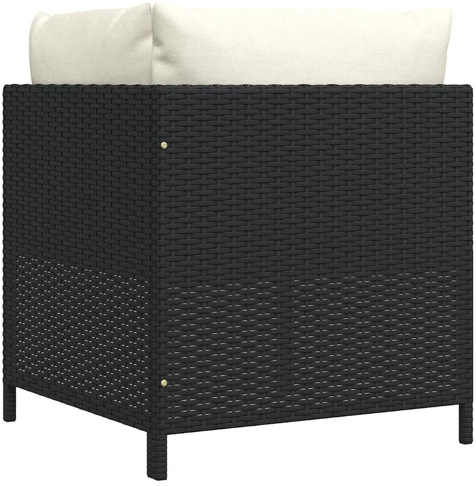 Modulinė kampinė sofa su pagalvėlėmis, juoda, poliratanas
