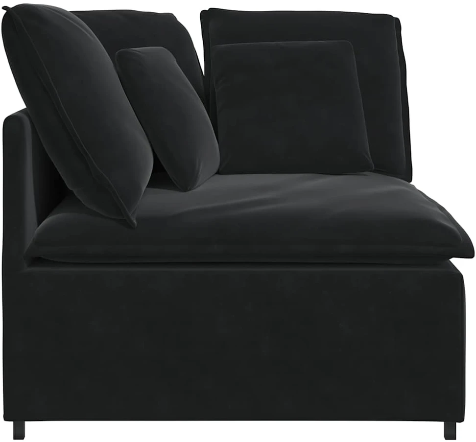 Modulinė kampinė sofa su pagalvėlėmis, juoda, 100 cm