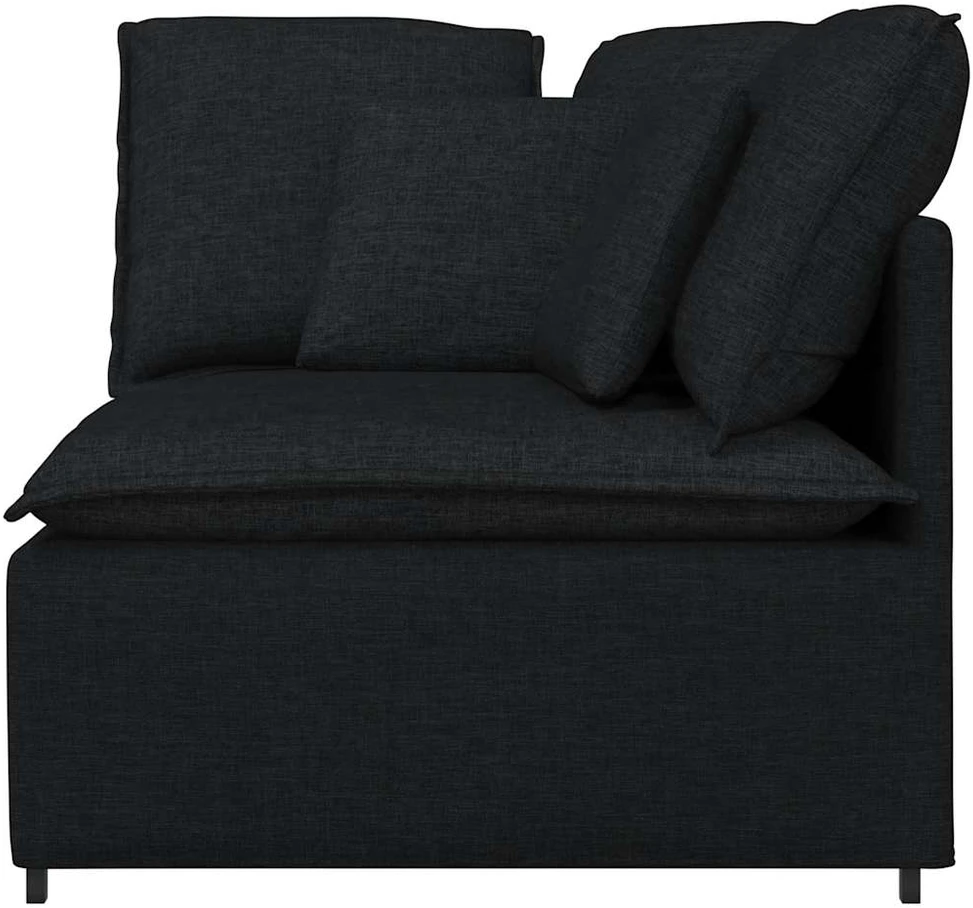 Modulinė kampinė sofa su pagalvėlėmis, juoda, 100 cm