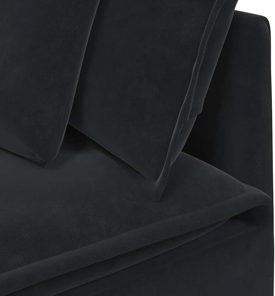 Modulinė kampinė sofa su pagalvėlėmis, juoda, 100 cm