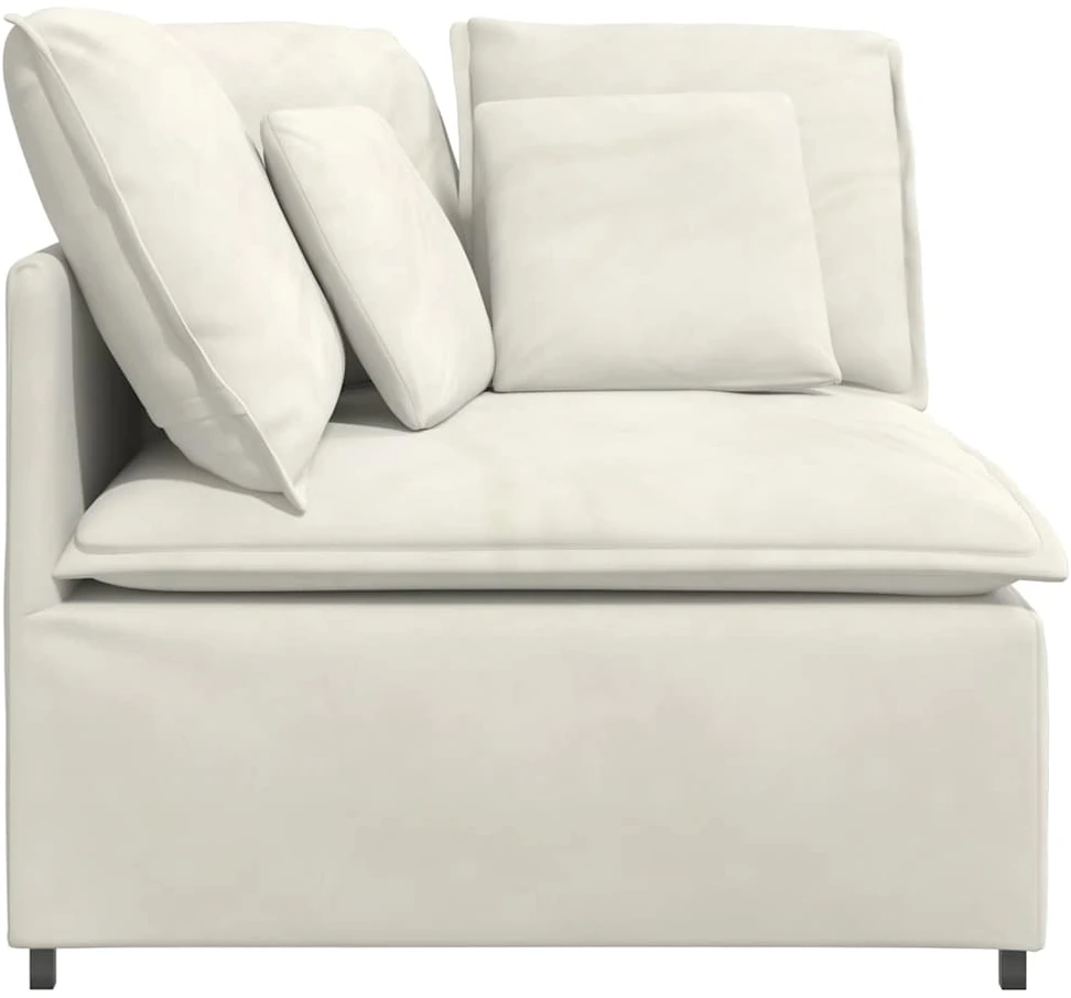 Modulinė kampinė sofa su pagalvėlėmis, kreminės spalvos, 100 cm