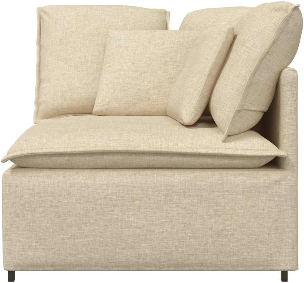Modulinė kampinė sofa su pagalvėlėmis, kreminės spalvos, 100 cm