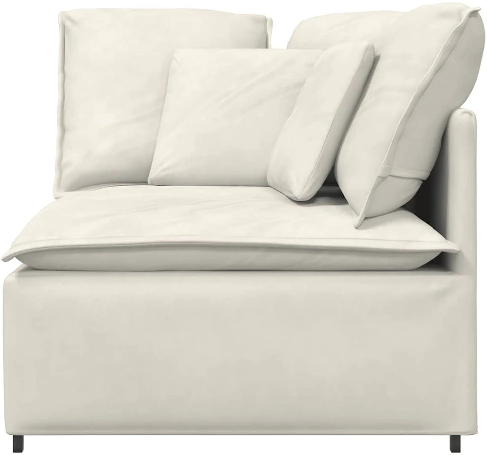 Modulinė kampinė sofa su pagalvėlėmis, kreminės spalvos, 100 cm
