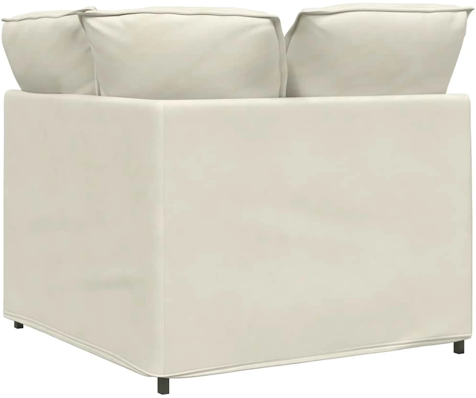 Modulinė kampinė sofa su pagalvėlėmis, kreminės spalvos, 100 cm