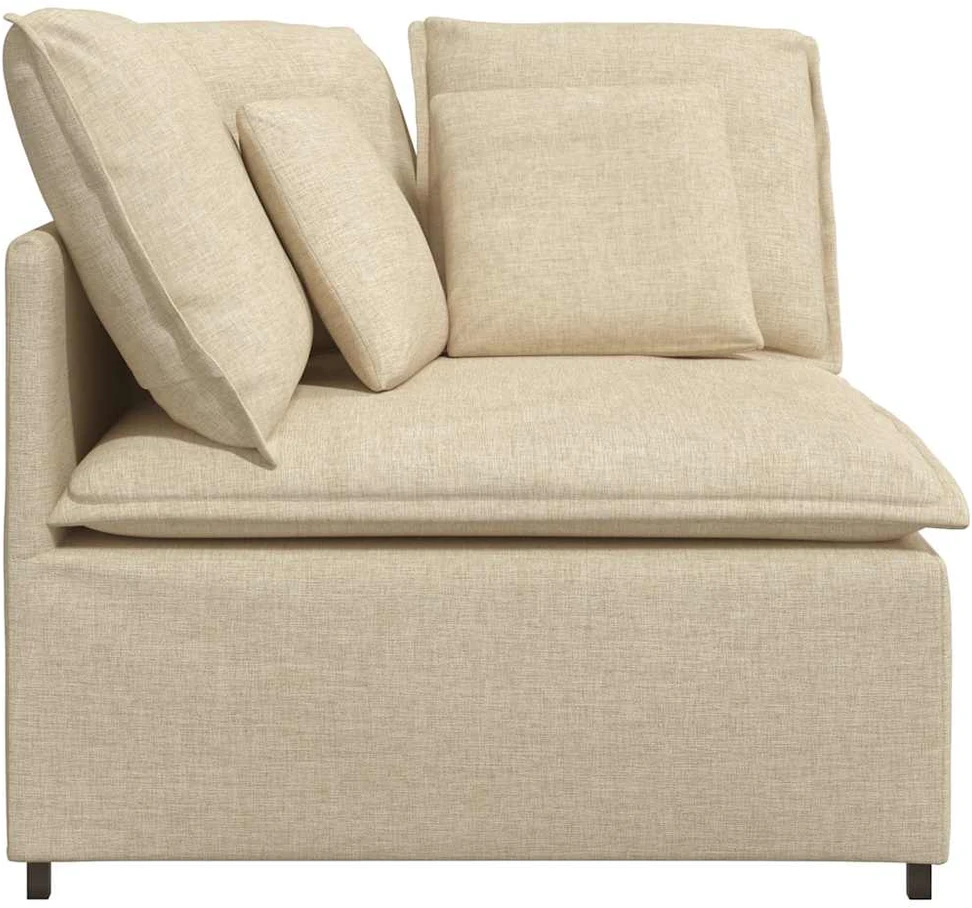 Modulinė kampinė sofa su pagalvėlėmis, kreminės spalvos, 100 cm