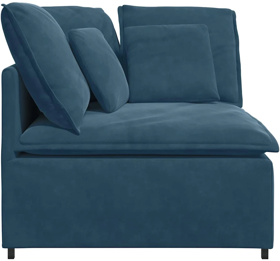 Modulinė kampinė sofa su pagalvėlėmis, mėlyna, 100 cm