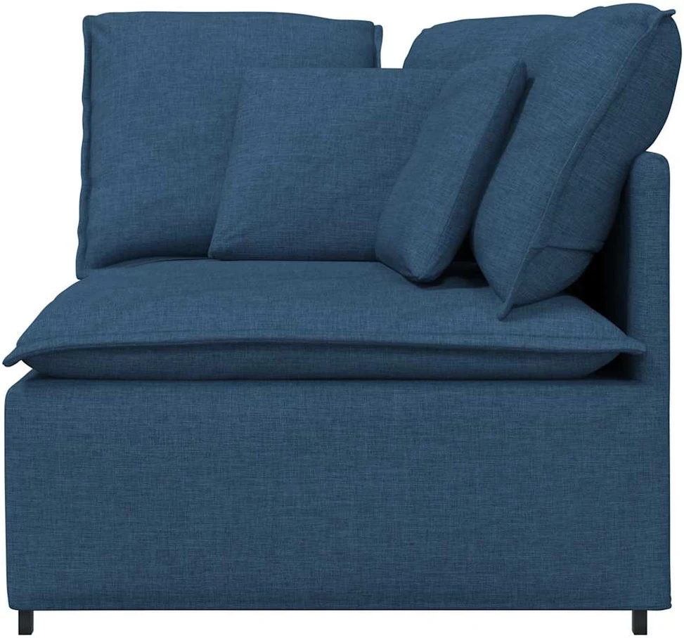 Modulinė kampinė sofa su pagalvėlėmis, mėlyna, 100 cm