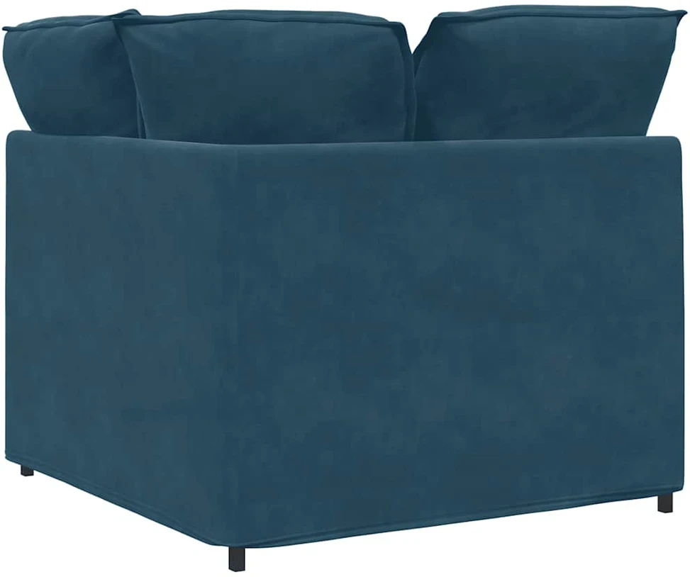 Modulinė kampinė sofa su pagalvėlėmis, mėlyna, 100 cm