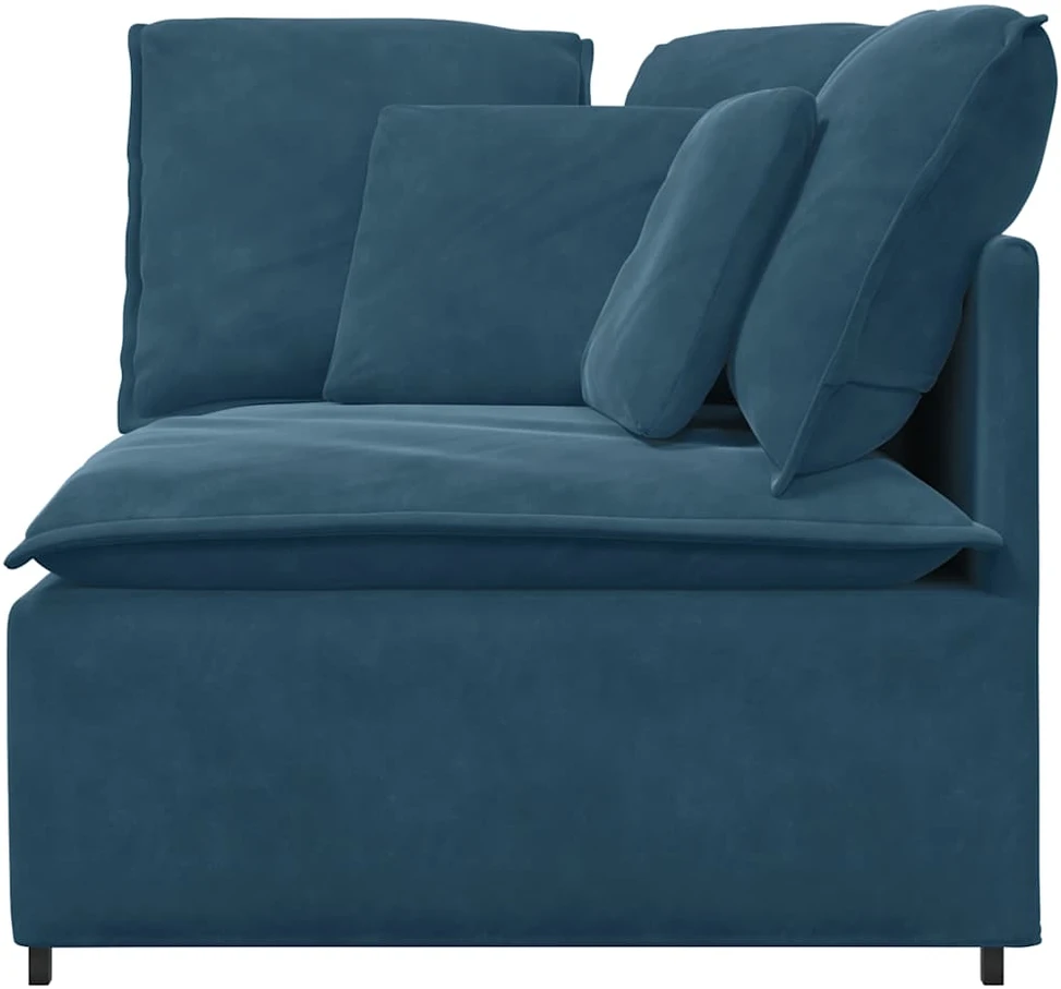 Modulinė kampinė sofa su pagalvėlėmis, mėlyna, 100 cm