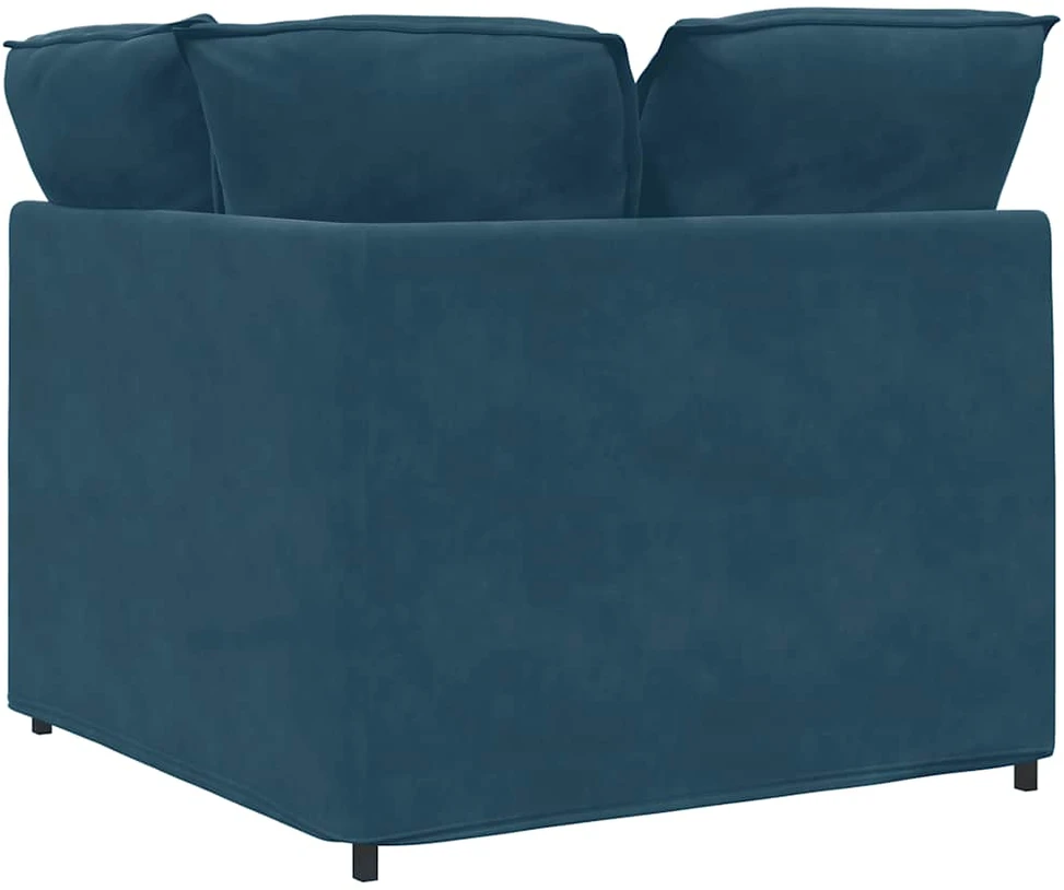 Modulinė kampinė sofa su pagalvėlėmis, mėlyna, 100 cm