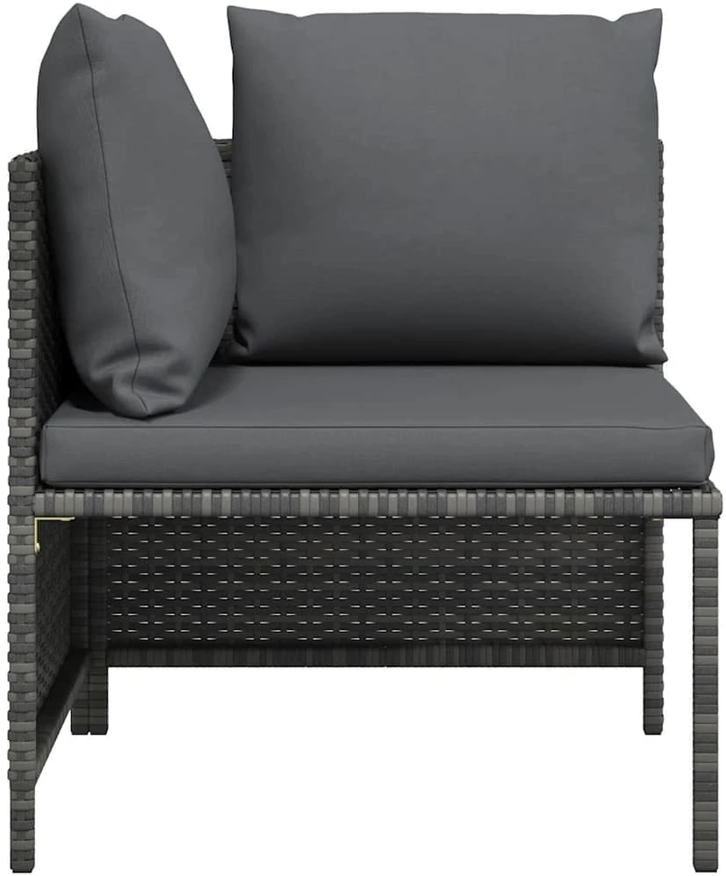 Modulinė kampinė sofa su pagalvėlėmis, pilka, poliratanas