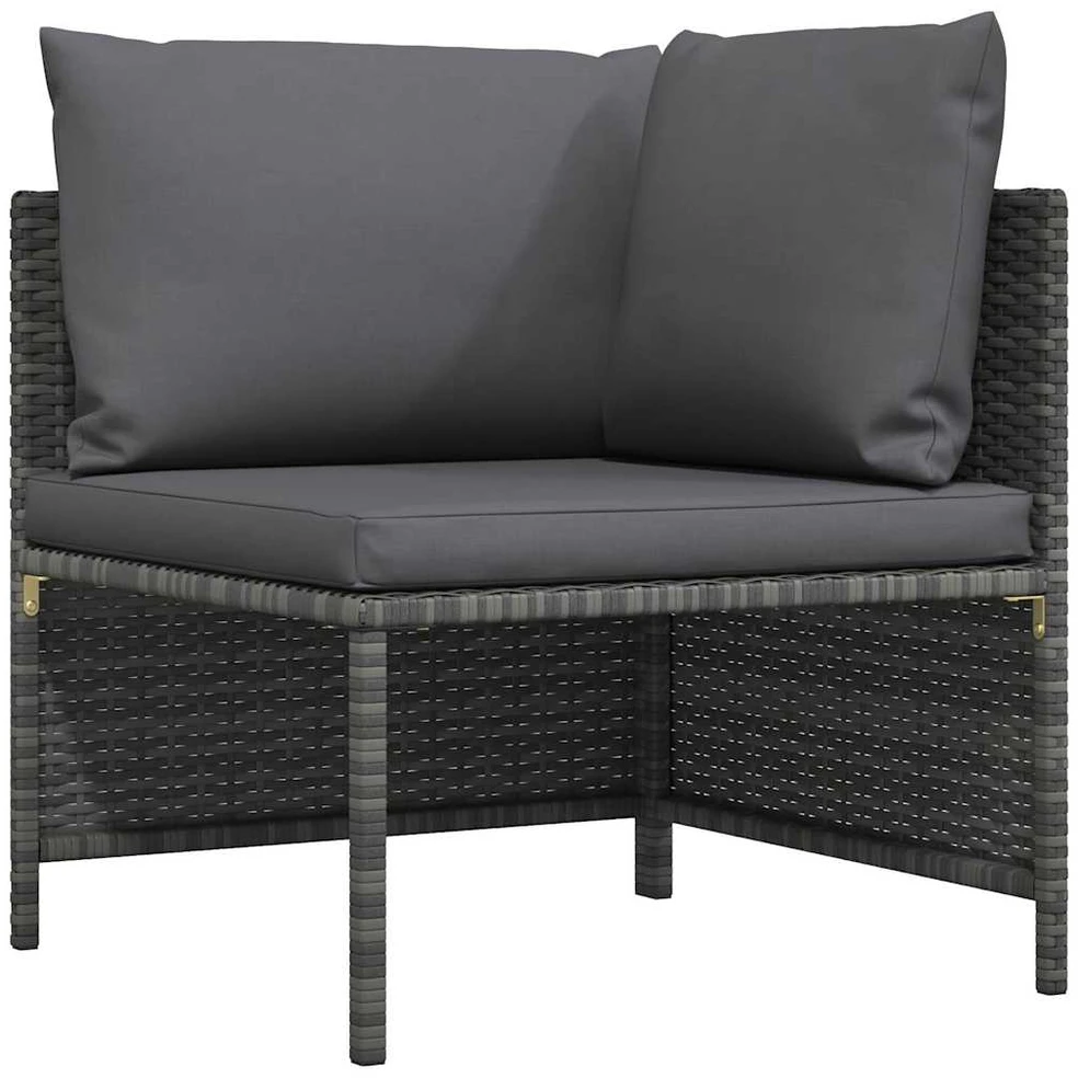 Modulinė kampinė sofa su pagalvėlėmis, pilka, poliratanas