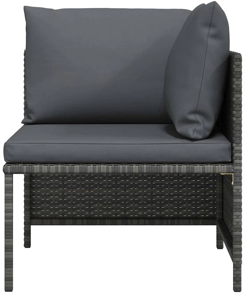 Modulinė kampinė sofa su pagalvėlėmis, pilka, poliratanas