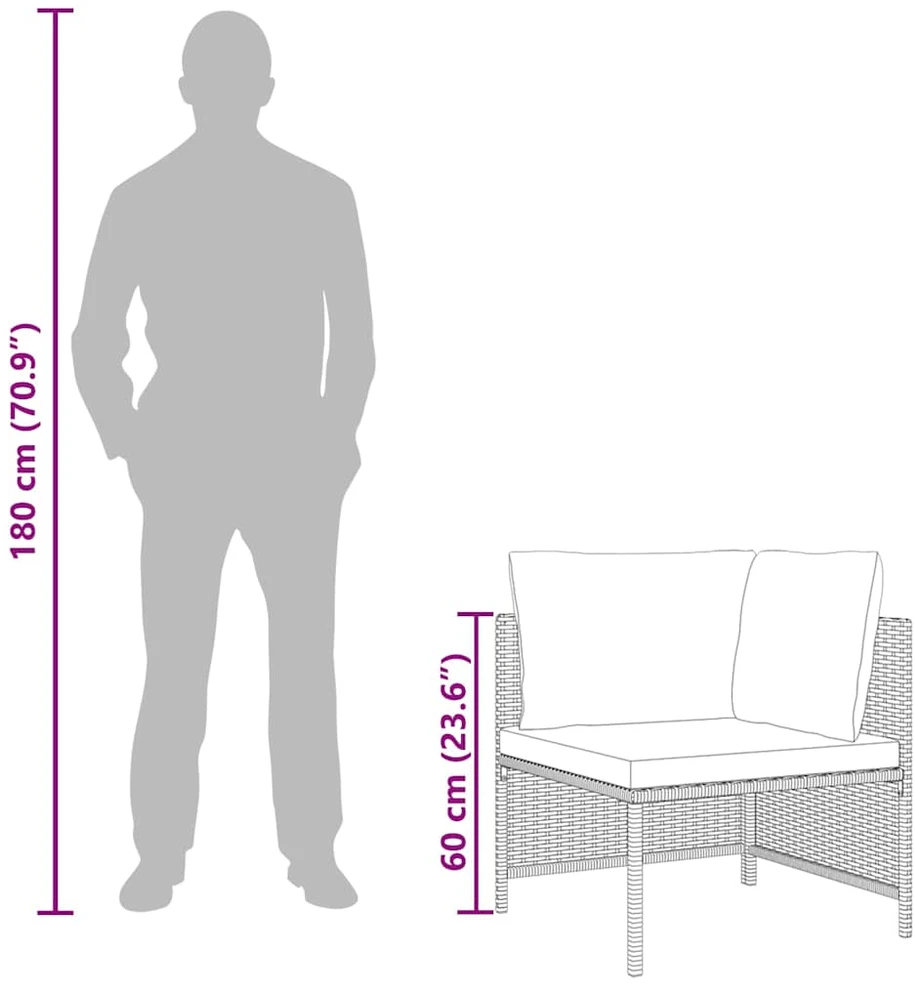 Modulinė kampinė sofa su pagalvėlėmis, pilka, poliratanas