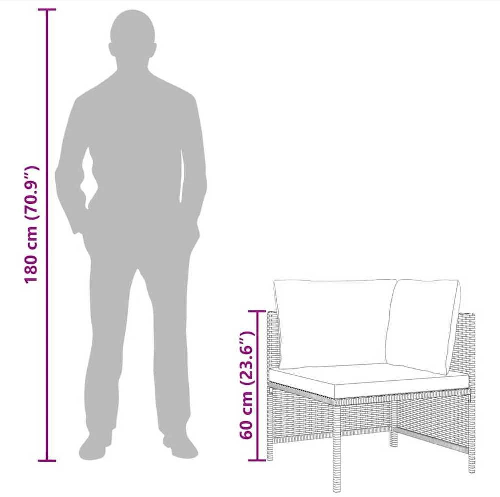 Modulinė kampinė sofa su pagalvėlėmis, pilka, poliratanas