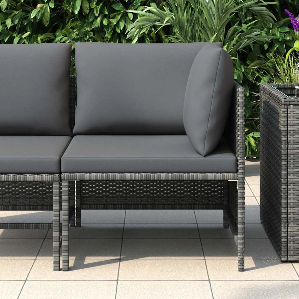 Modulinė kampinė sofa su pagalvėlėmis, pilka, poliratanas
