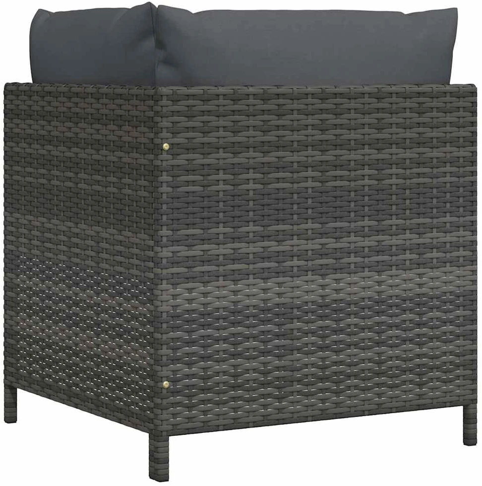 Modulinė kampinė sofa su pagalvėlėmis, pilka, poliratanas