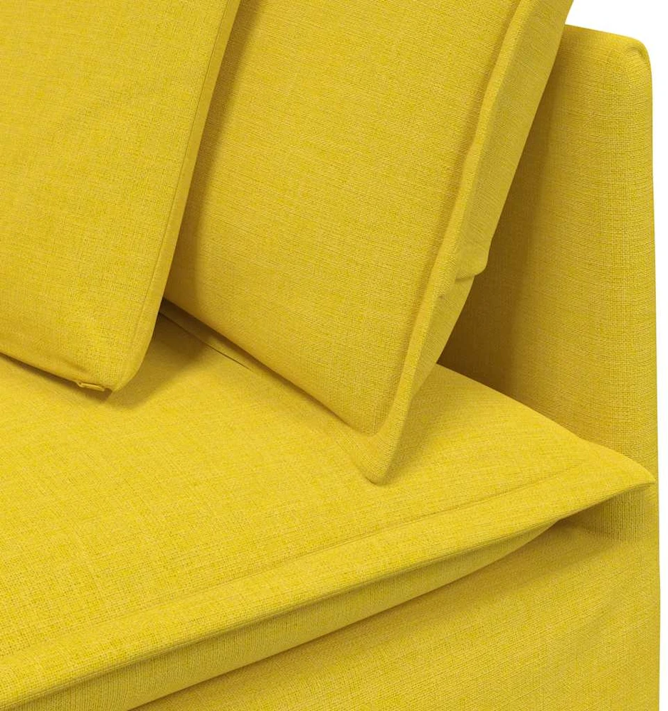 Modulinė kampinė sofa su pagalvėlėmis, šviesiai geltona, 100 cm