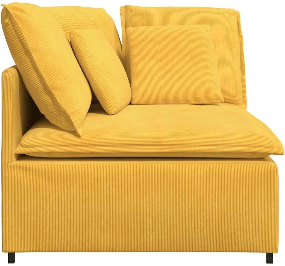 Modulinė kampinė sofa su pagalvėlėmis, šviesiai geltona, 100 cm