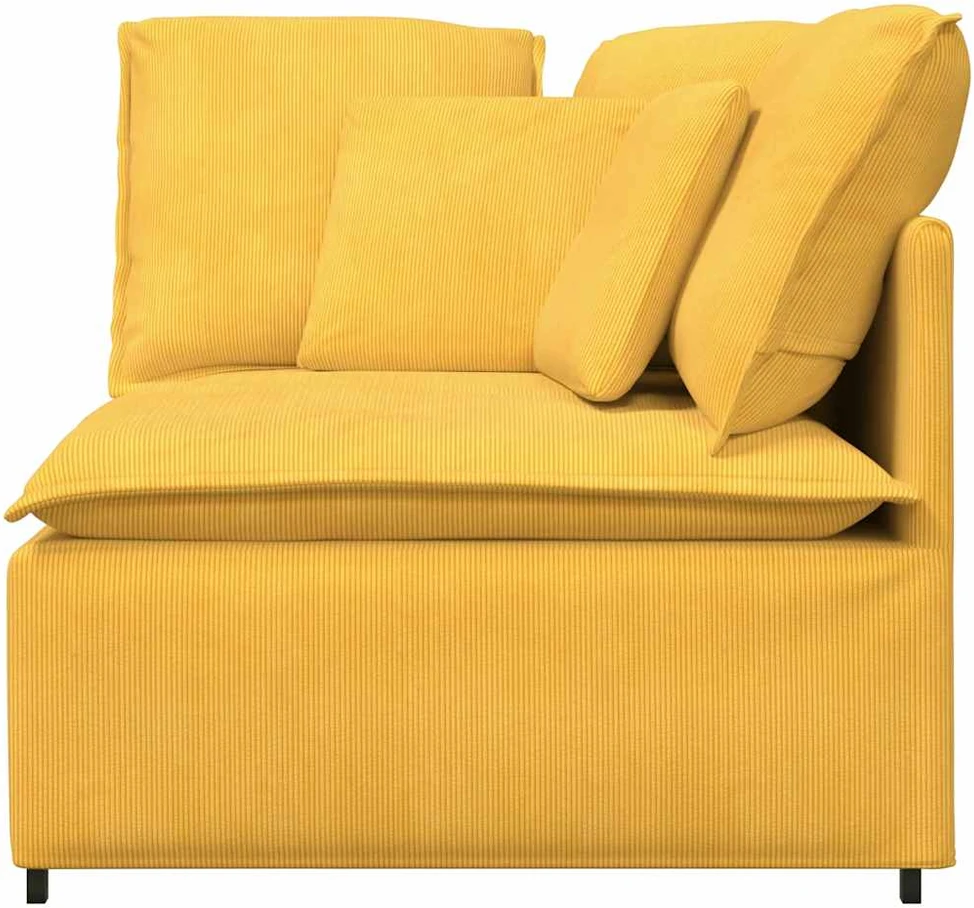 Modulinė kampinė sofa su pagalvėlėmis, šviesiai geltona, 100 cm
