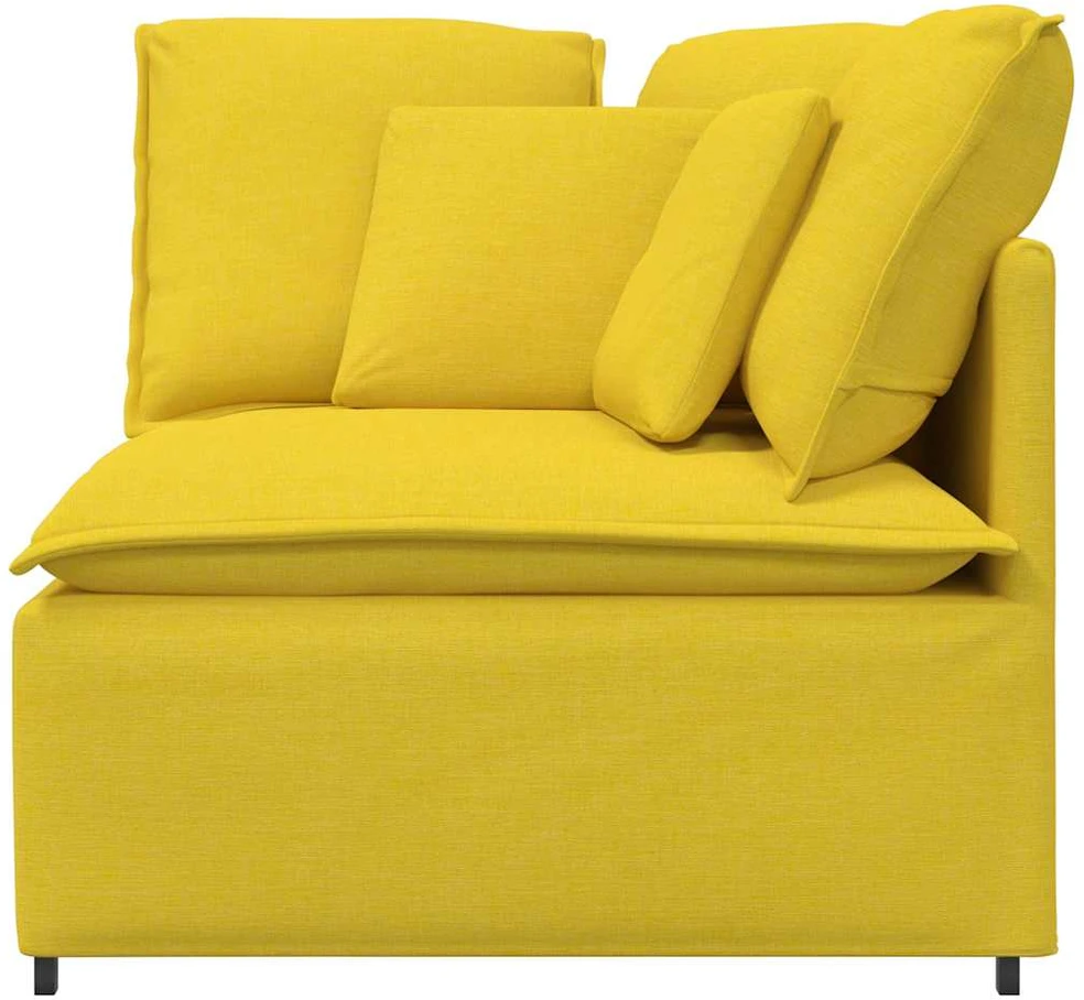 Modulinė kampinė sofa su pagalvėlėmis, šviesiai geltona, 100 cm