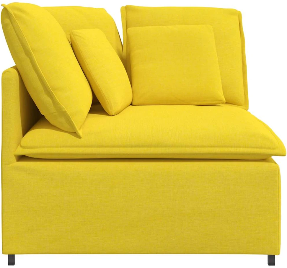 Modulinė kampinė sofa su pagalvėlėmis, šviesiai geltona, 100 cm