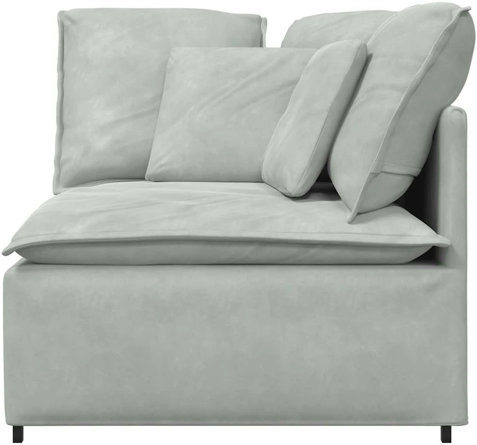 Modulinė kampinė sofa su pagalvėlėmis, šviesiai pilka, 100 cm