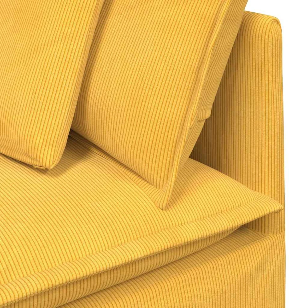 Modulinė kampinė sofa su pagalvėlėmis, šviesiai geltona, 100 cm