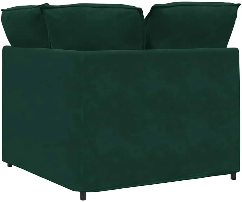 Modulinė kampinė sofa su pagalvėlėmis, tamsiai žalia, 100 cm