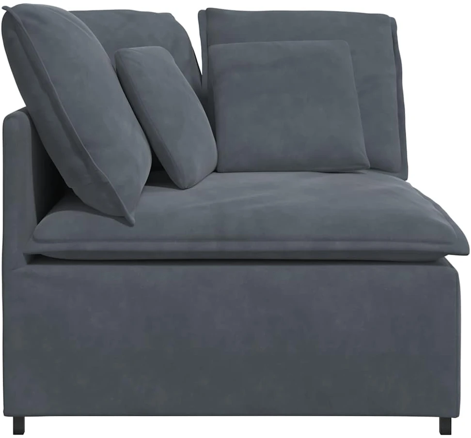 Modulinė kampinė sofa su pagalvėlėmis, tamsiai pilka, 100 cm