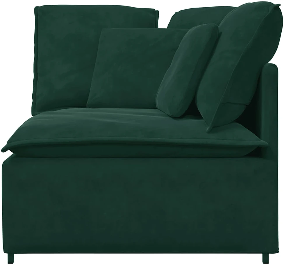 Modulinė kampinė sofa su pagalvėlėmis, tamsiai žalia, 100 cm