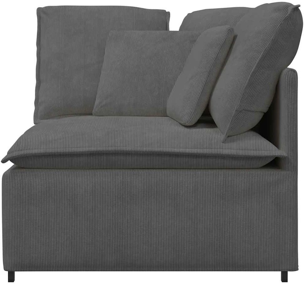 Modulinė kampinė sofa su pagalvėlėmis, tamsiai pilka, 100 cm