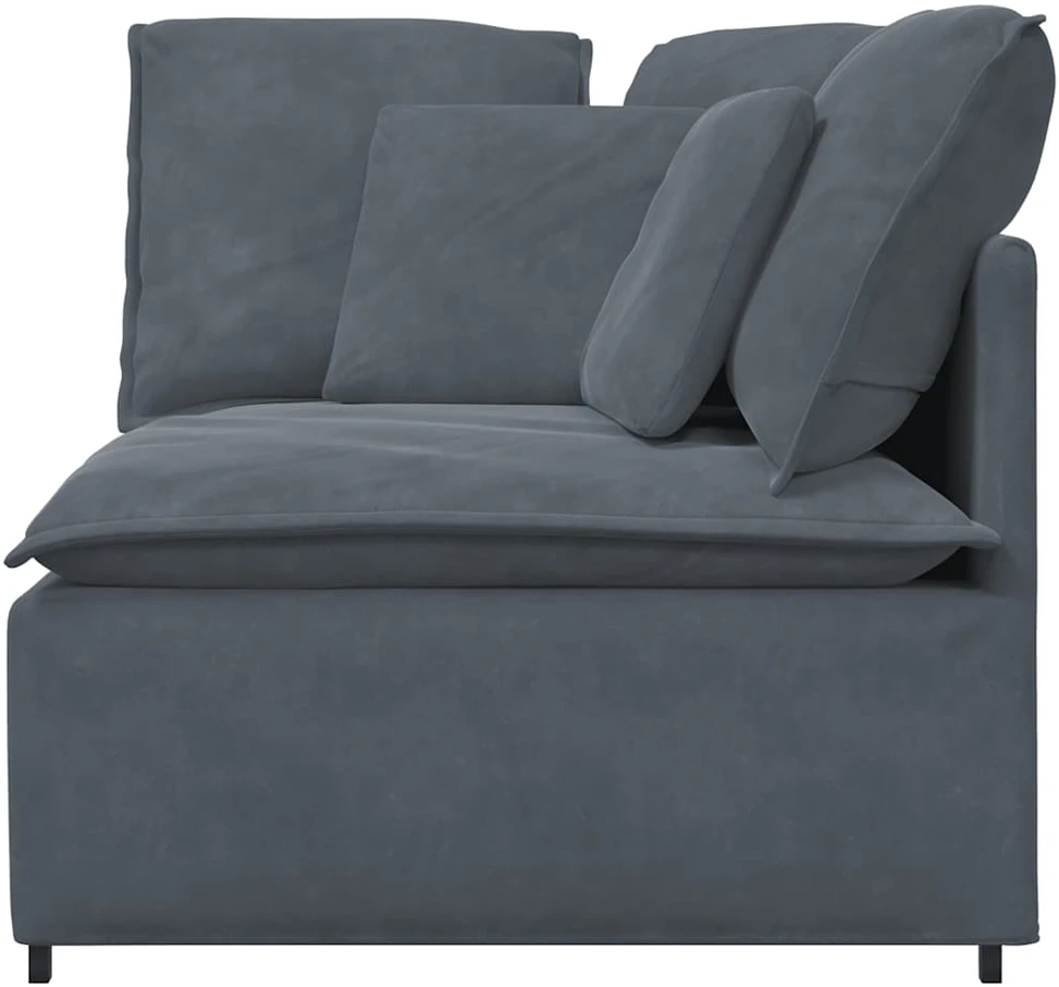 Modulinė kampinė sofa su pagalvėlėmis, tamsiai pilka, 100 cm