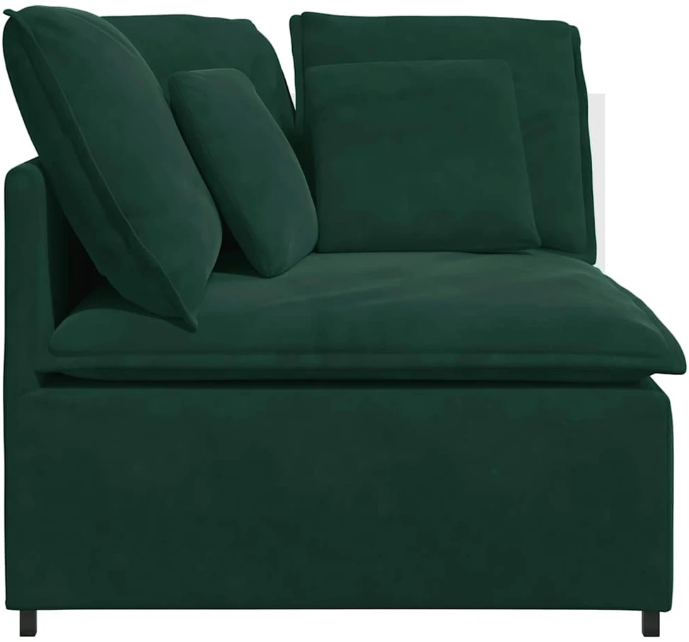 Modulinė kampinė sofa su pagalvėlėmis, tamsiai žalia, 100 cm
