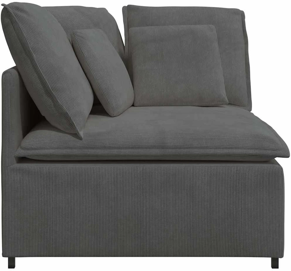 Modulinė kampinė sofa su pagalvėlėmis, tamsiai pilka, 100 cm