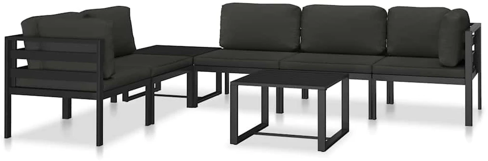 Modulinė kampinė sofa su pagalvėmis, antracito, aliuminis