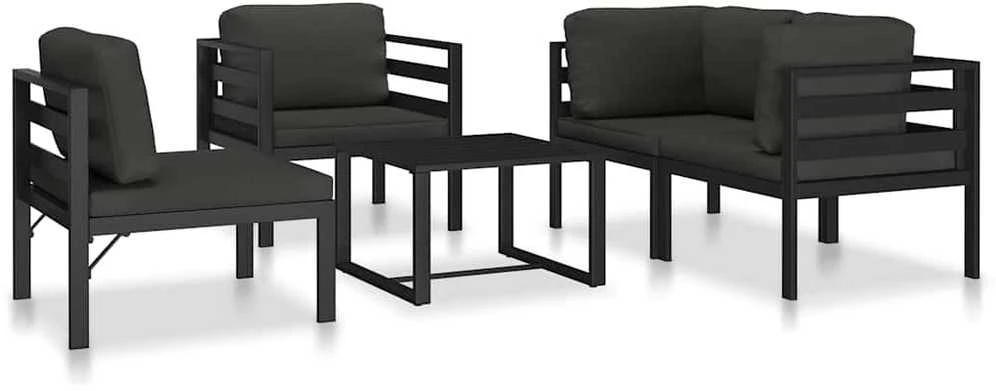 Modulinė kampinė sofa su pagalvėmis, antracito, aliuminis